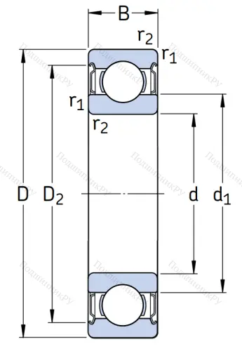 Однорядный шариковый подшипник 6306 2Z/C 4 от производителя  SKF Однорядный шариковый подшипник 6306 2Z/C 4 от производителя  SKF