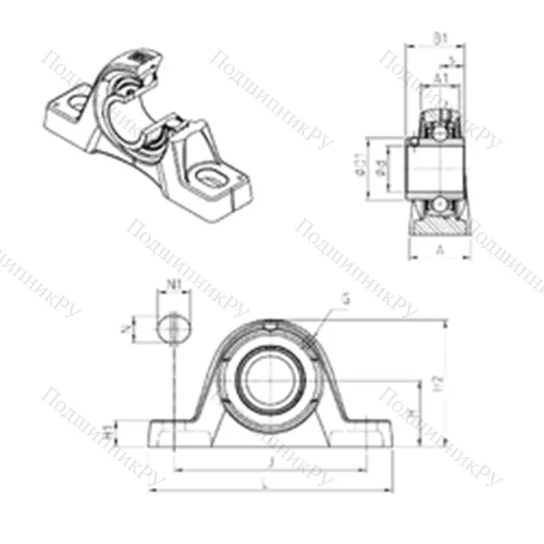 Подшипниковый узел шариковый радиальный UCPLE 209 от производителя  SNR