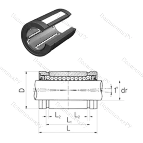 Подшипник шариковый линейный LMES 25UUOP от производителя  Samick