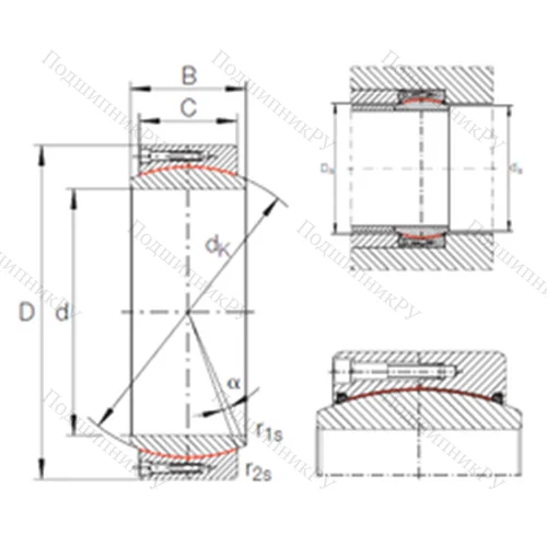 Подшипник скольжения сферический GE 340 DW от производителя  INA