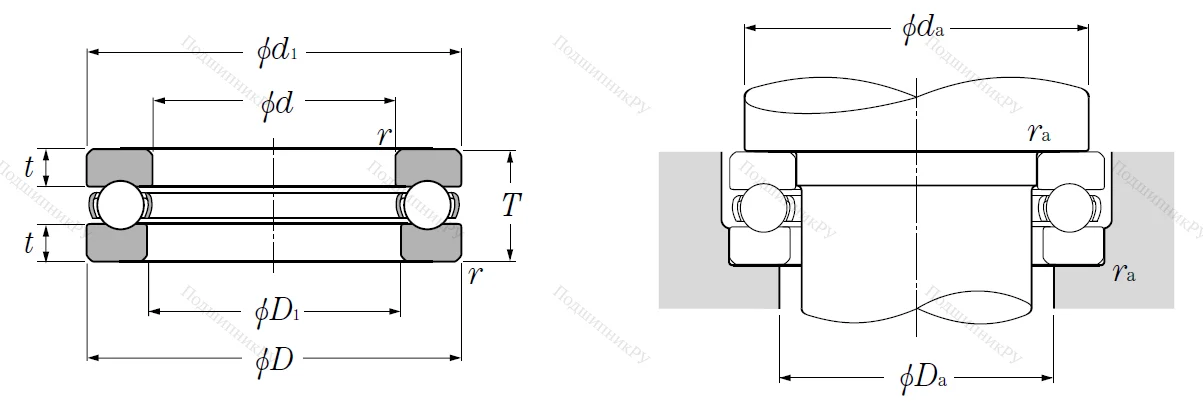 Упорный шариковый подшипник 51224