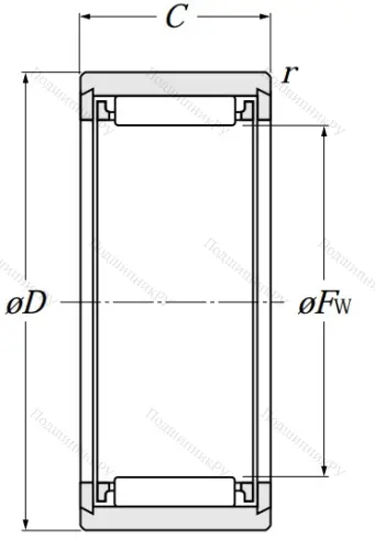 Игольчатый подшипник NK 8/16 от производителя  NTN