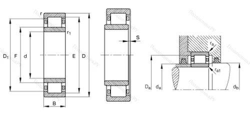 Роликовый цилиндрический подшипник NU 2308 ETVP 2 от производителя  FAG