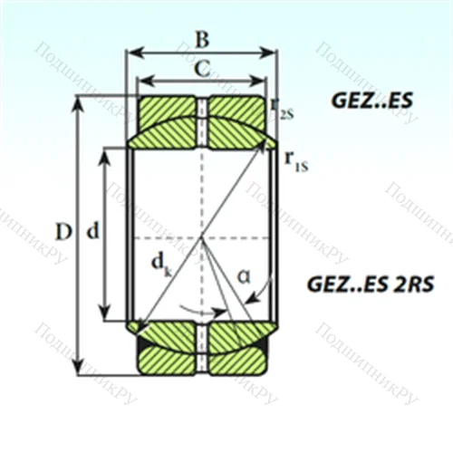 Подшипник скольжения сферический GEZ 152 ES 2RS от производителя  ISB
