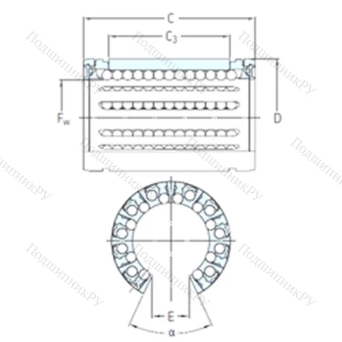Подшипник шариковый линейный LBHT 50 A от производителя  SKF