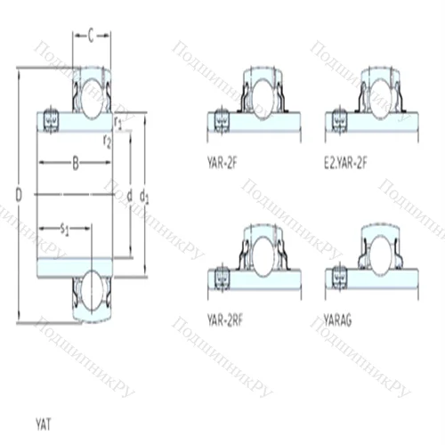 Подшипник шариковый радиальный YAR 208-107-2F от производителя  SKF