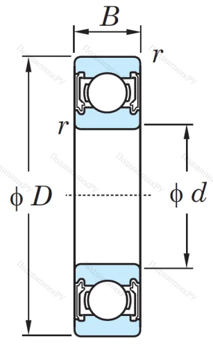 Однорядный шариковый подшипник 6815 2RU от производителя  KOYO