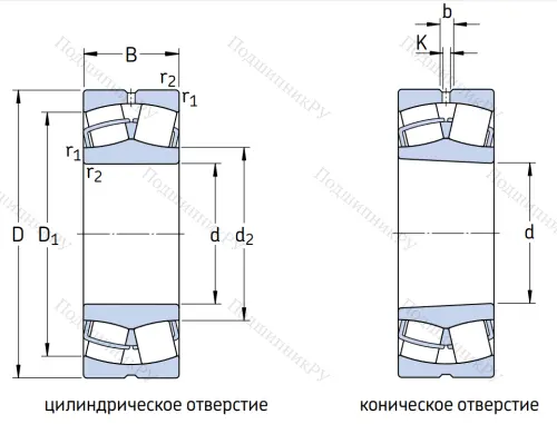 Сферический роликовый подшипник с конической посадкой на вал 113532 Н (22232 MKW 33) в Екатеринбурге