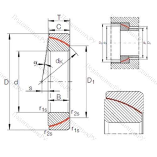 Подшипник скольжения сферический GE 90 SW от производителя  INA