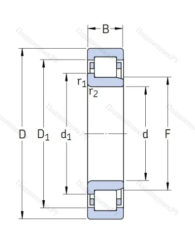 Роликовый цилиндрический подшипник NJ 2215 ECJ от производителя  SKF