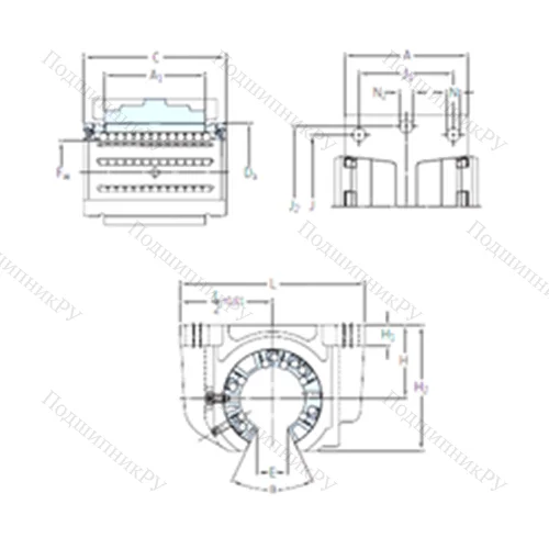 Подшипник шариковый линейный LUCF 50-2LS от производителя  SKF