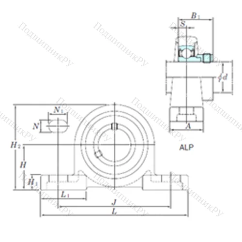 Подшипниковый узел шариковый радиальный ALP 205-15 от производителя  KOYO