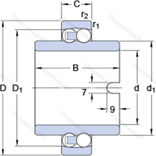 Самоустанавливающиеся шарикоподшипники с цилиндрическими и коническими отверстиями 11207 TN 9