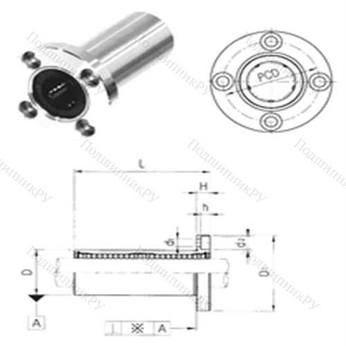 Подшипник шариковый линейный LMEF 16LUU от производителя  Samick