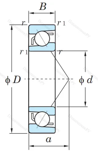 Однорядный шариковый подшипник 7220 B от производителя  KOYO