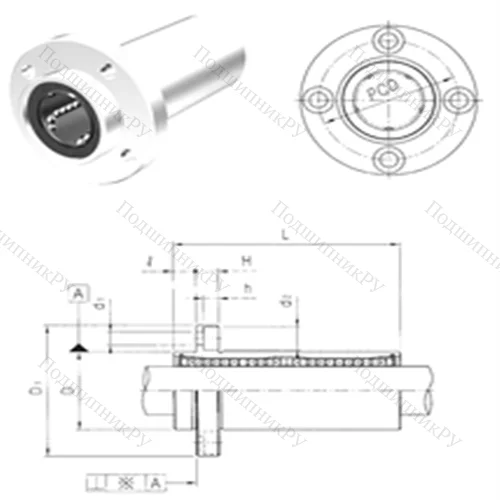 Подшипник шариковый линейный LMFP 12LUU от производителя  Samick