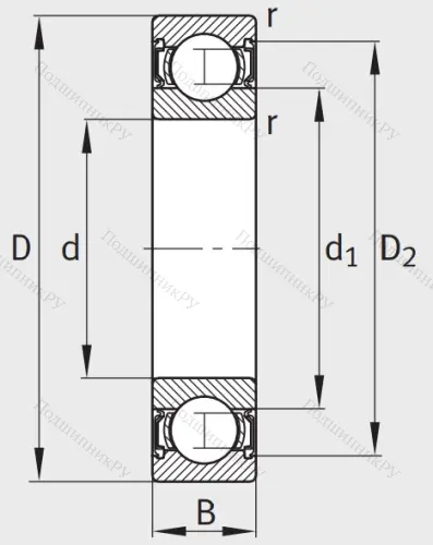 Однорядный шариковый подшипник 6217 2RSR от производителя  FAG Однорядный шариковый подшипник 6217 2RSR от производителя  FAG