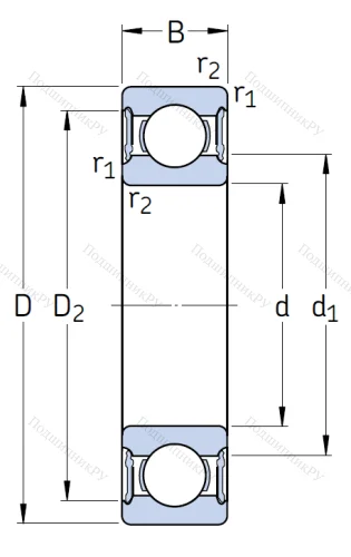 Однорядный шариковый подшипник 6012 2RS 1/C 3 от производителя  SKF