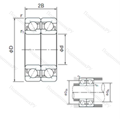 Подшипник шариковый радиально-упорный спаренный 7309CDF