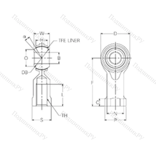 Подшипник скольжения сферический RBT 22 от производителя  NMB