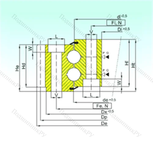 Подшипник шариковый опорно-поворотный EB 2.35.1578.400-1SPPN от производителя  ISB