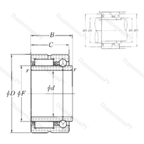 Подшипник комбинированный NKIB 5906R от производителя  NTN