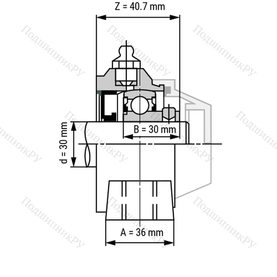 Подшипниковый узел WP-SSBP 206 - Вал: 30 мм