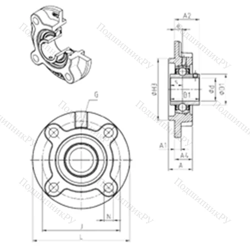 Подшипниковый узел шариковый радиальный UCFC 204 от производителя  SNR