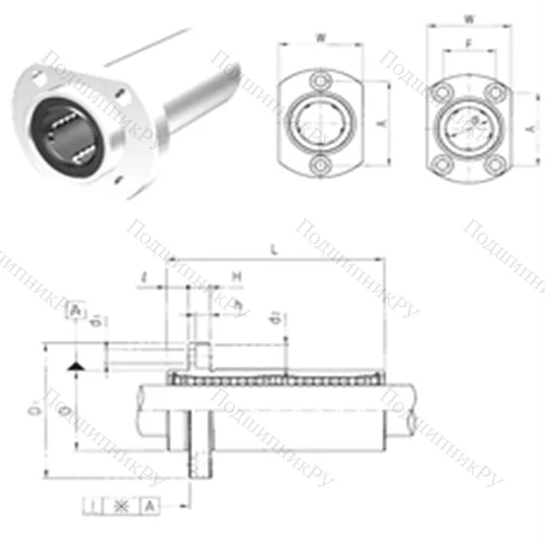 Подшипник шариковый линейный LMHP 10L от производителя  Samick