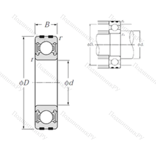 Подшипник шариковый радиальный EC-6005LLU
