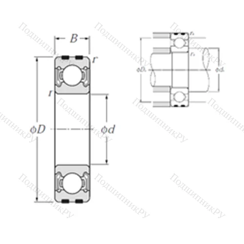 Подшипник шариковый радиальный EC-6207LLB