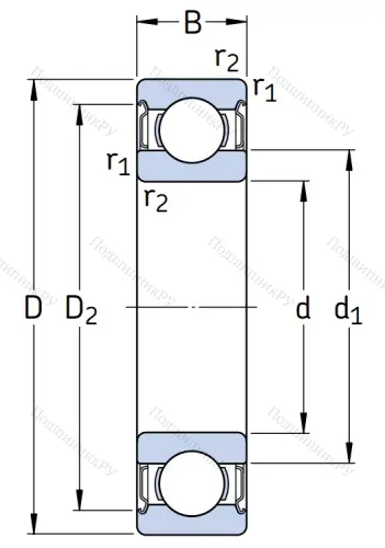 Однорядный шариковый подшипник 6205 2Z/C 4 от производителя  SKF