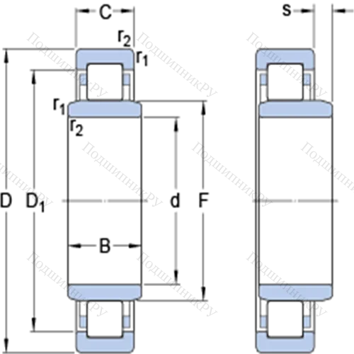 Однорядные цилиндрические роликоподшипники