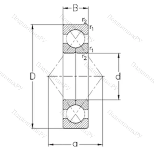 Подшипник шариковый радиально-упорный с четырёхточечным QJ 304-MPA