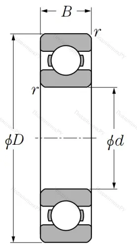 Однорядный шариковый подшипник 6030 от производителя  NTN