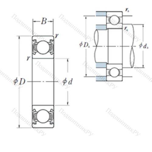 Подшипник шариковый радиальный 6232ZZS