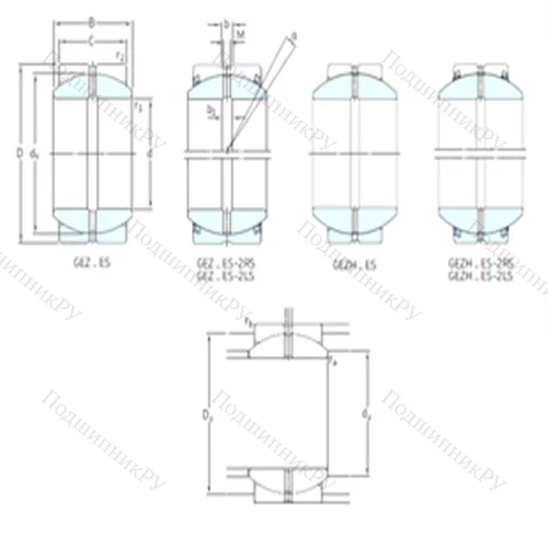 Подшипник скольжения сферический GEZ 308ES-2RS от производителя  SKF