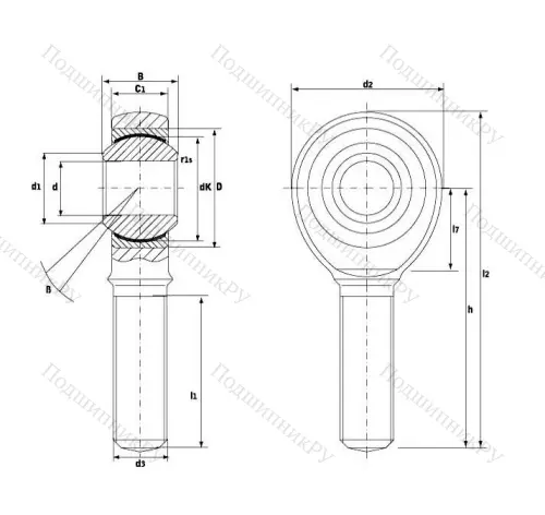 Шарнирная головка с наружной левой резьбой GAKL 10 PW A в Екатеринбурге
