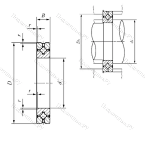 Подшипник роликовый упорно-радиальный с четырехточечным контактом CRBH 8016 A UU