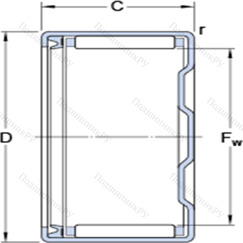 Игольчатые роликоподшипники со штампованным наружным кольцом BK 1514 RS