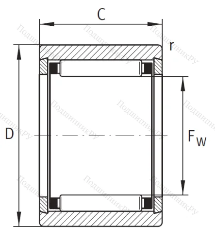 Игольчатый подшипник NK 10/12 TV XL от производителя  INA