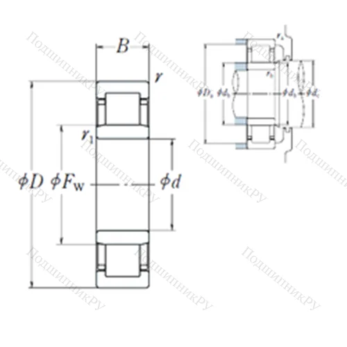 Подшипник роликовый радиальный NU 208 EW