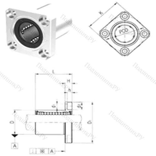 Подшипник шариковый линейный LMEK 40UU от производителя  Samick