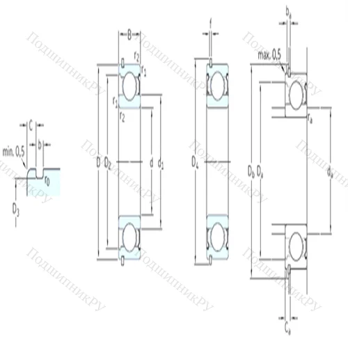 Подшипник шариковый радиальный 6308-2ZNR от производителя  SKF
