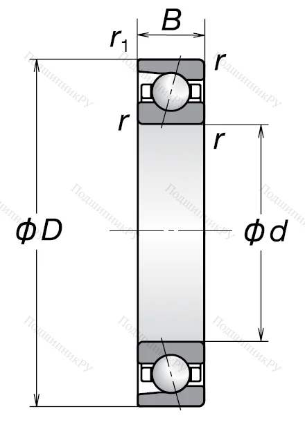 Однорядный шариковый подшипник 7209 BW