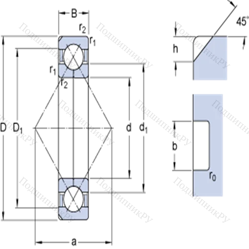 Шарикоподшипники с четырёхточечным контактом QJ 1276 N 2MA