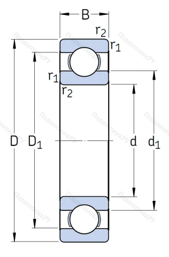 Однорядный шариковый подшипник 6306/C 3 от производителя  SKF