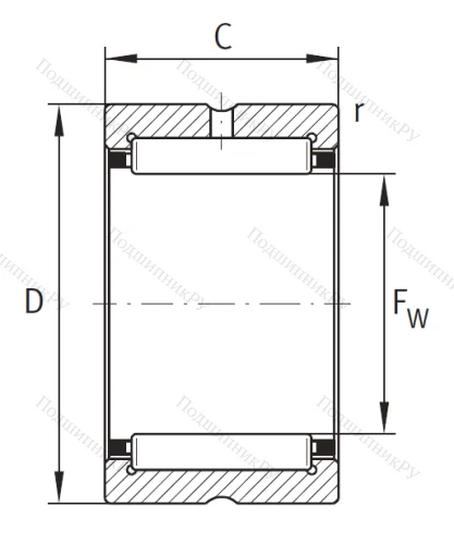 Игольчатый подшипник NK 20/16 XL от производителя  INA