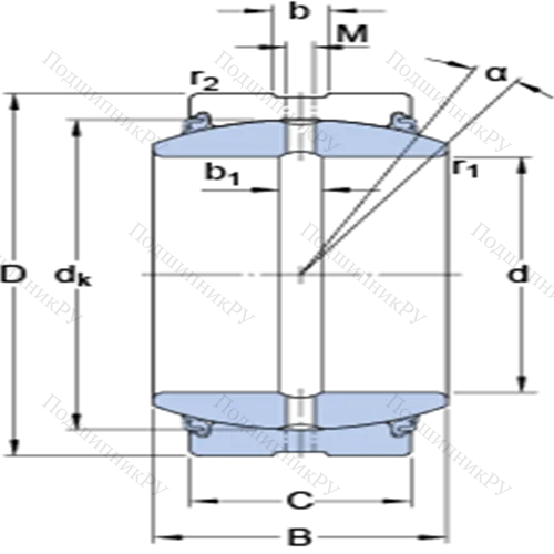 Радиальные сферические подшипники скольжения с контактными поверхностями сталь/сталь, требующие техобслуживания GEZ 312 ESX-2LS от производителя  SKF