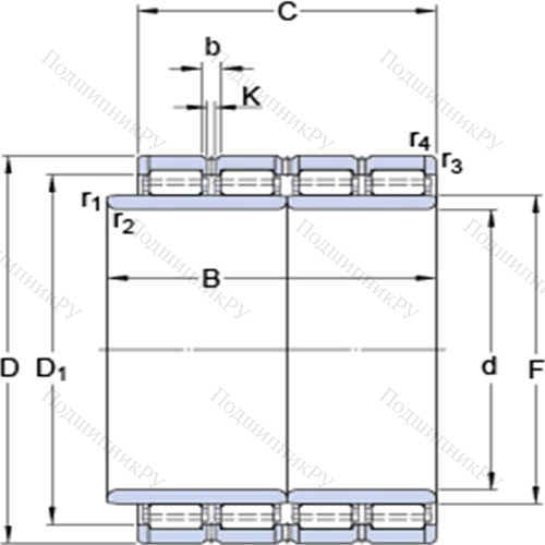 Четырёхрядные цилиндрические роликоподшипники 315606 от производителя  SKF